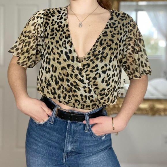 Bloomingdale’s “Aqua” Cheetah-Print Blouse - Picture 2 of 4